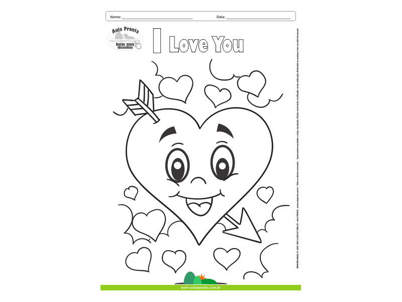 Desenhos para Colorir - Corações I Love You