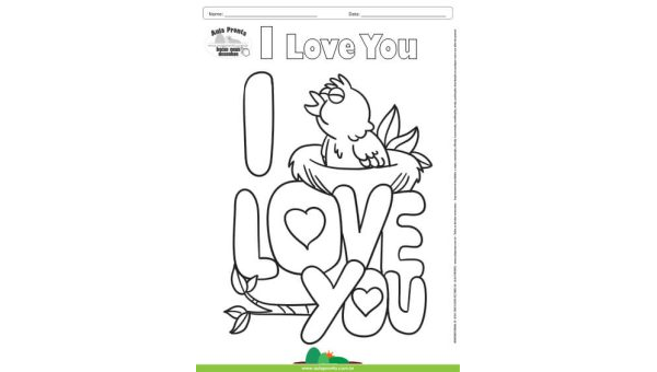 Desenho para Colorir – Fantasia - Amor - I Love You