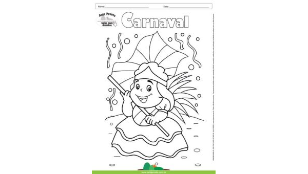 Desenho para Colorir – Feriado - Carnaval - Porta Bandeira