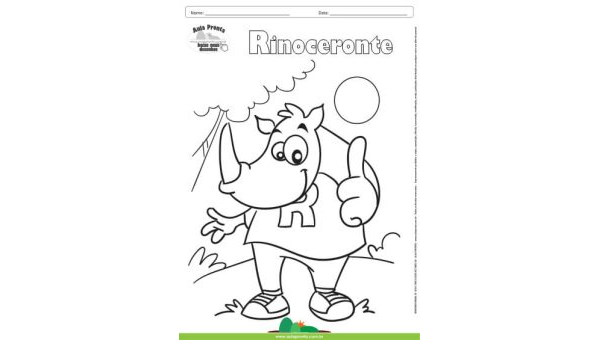 Desenho para Colorir – Animais - Rinoceronte