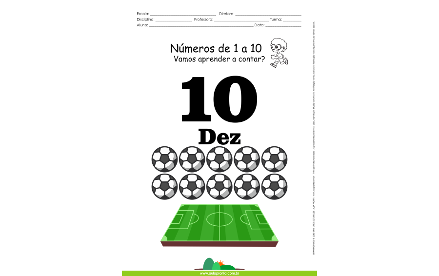 Números de 1 a 10 - folha 10