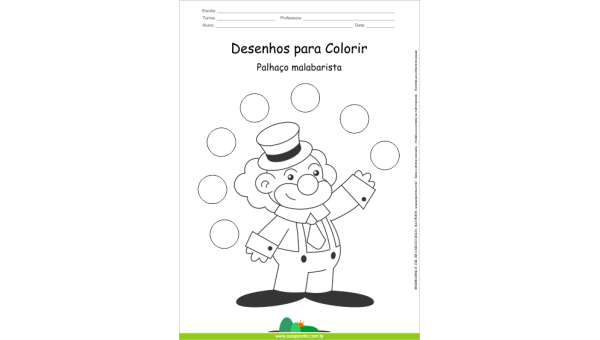 Desenhos para Colorir - Palhaço Malabarista