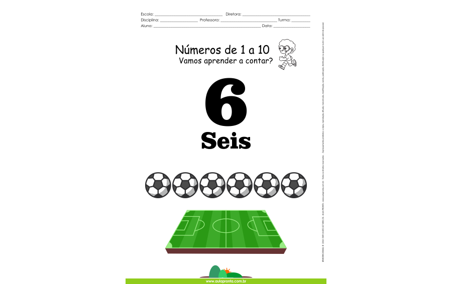 Números de 1 a 10 - folha 6