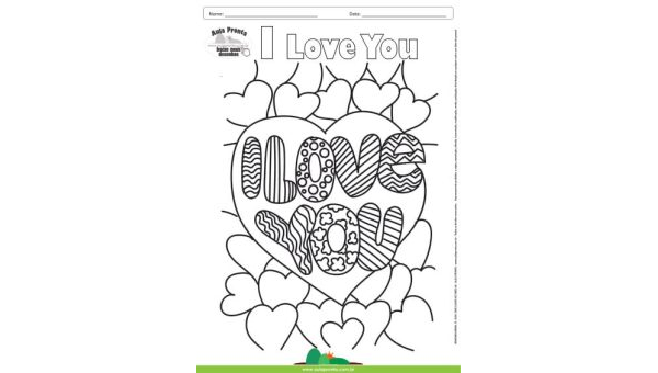 Desenho para Colorir – Fantasia - Amor - I Love You